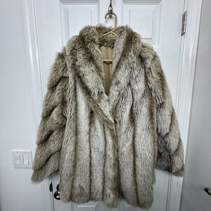 Blair Faux Fur Coat Vintage size small Light Grey and Tan